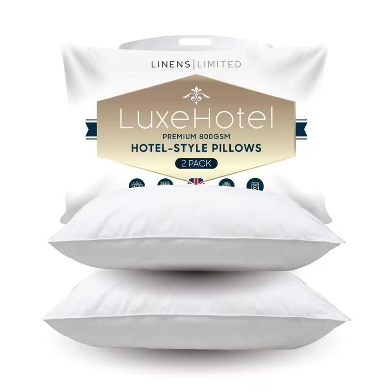2 & 4 Pack UK Made Hotel Pillows | Soft & Firm Support - Pillow