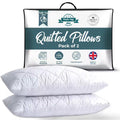 Quilted Pillows Posh Tag Pack of 2 – Hotel Quality Bounce Back Deep Filled Bed Pillows (100% Polyester Filling) - Pillow
