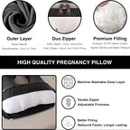 60-Inch J-Shaped Maternity Pillow – Premium Full Body Sleep Support - Pillow