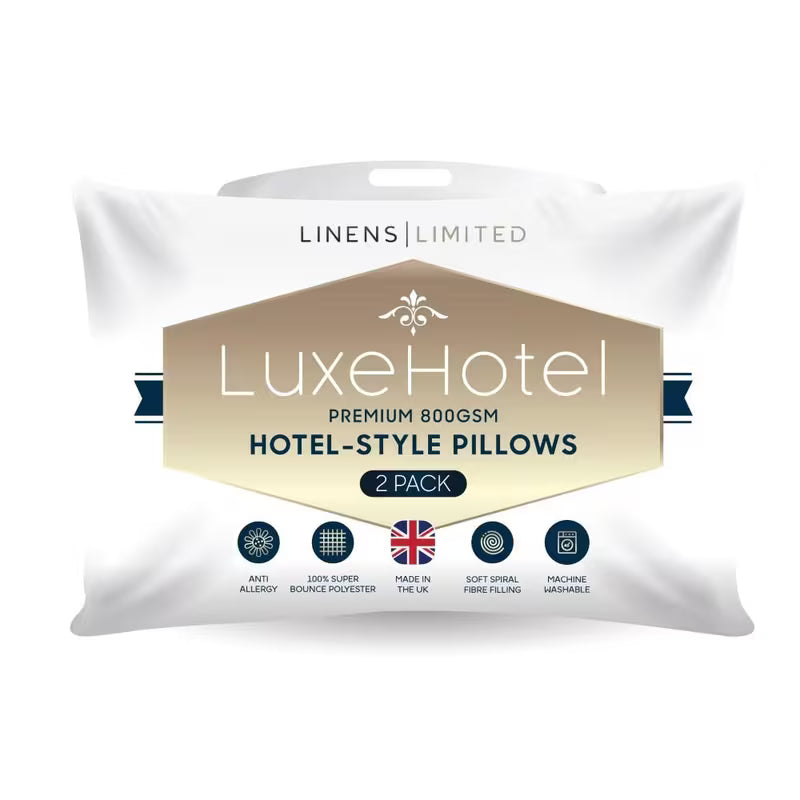 2 & 4 Pack UK Made Hotel Pillows | Soft & Firm Support - Pillow