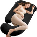 J Shaped Pregnancy Pillow | Crystal Velvet Side Support - Pillow