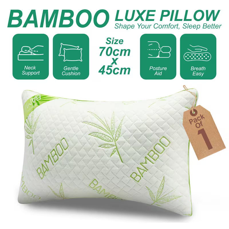 Bamboo Memory Foam Pillow 50x75cm | Medium Firm Support - Pillow