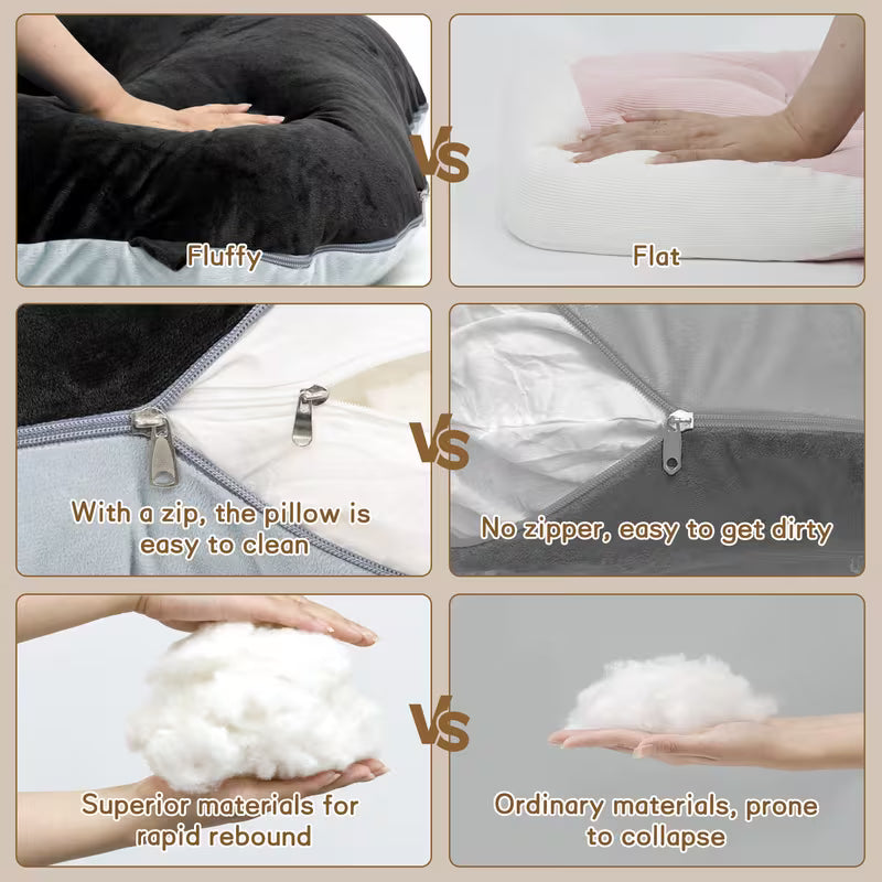 J Shaped Pregnancy Pillow | Crystal Velvet Side Support - Pillow